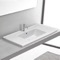 Drop In Bathroom Sink With Counter Space, White Ceramic, Rectangular